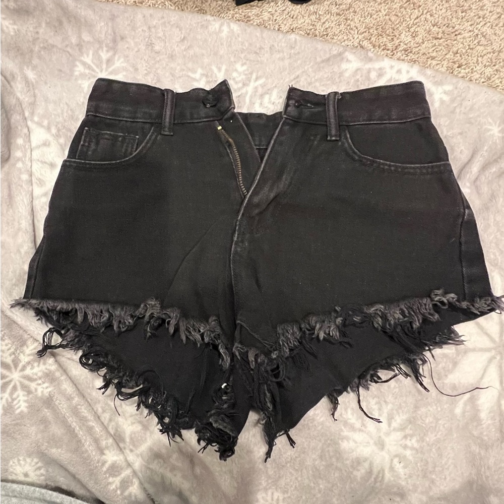 black jean shorts